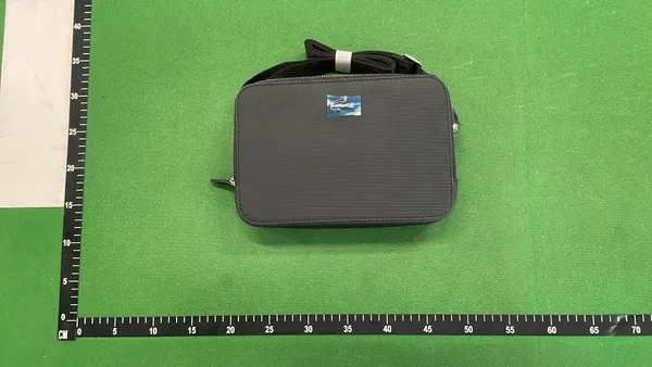 Black Nylon Zip-Top Crossbody Bag — warehouse QC photo 4
