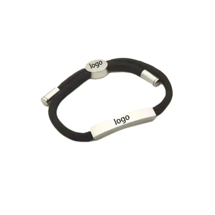 Black Cord Bracelet With Silver Bar — merchant catalogue photo