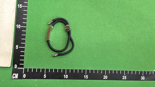 Black Cord Bracelet With Silver Bar — warehouse QC photo 1