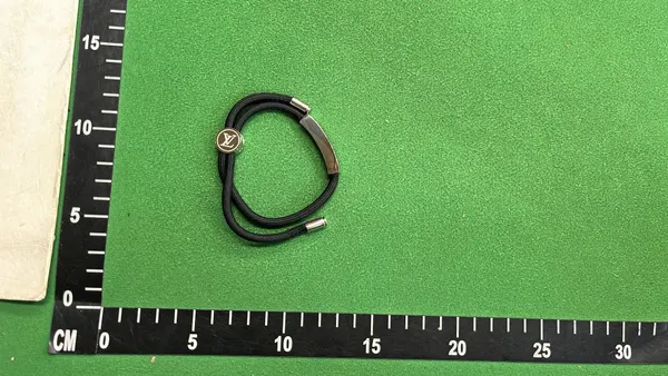 Black Cord Bracelet With Silver Bar — warehouse QC photo 2