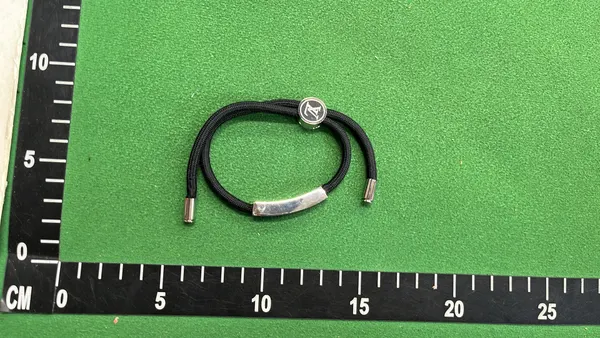 Black Cord Bracelet With Silver Bar — warehouse QC photo 3