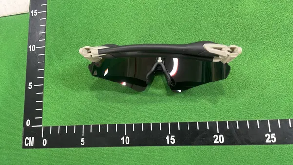 White Sport Sunglasses With Mirrored Shield Lens — warehouse QC photo 2