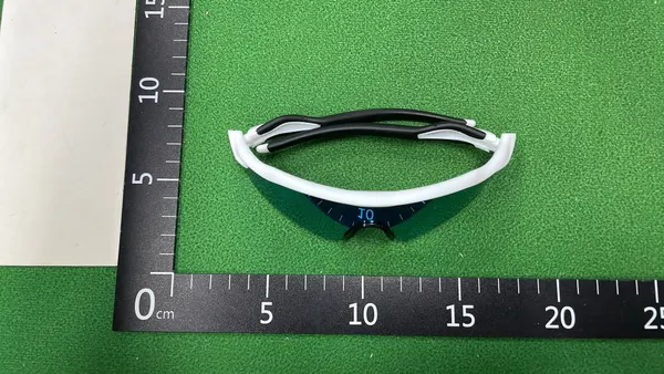 White Sport Sunglasses With Mirrored Shield Lens — warehouse QC photo 4