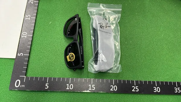 Black Square Sunglasses With Dark Tinted Lenses — warehouse QC photo 3