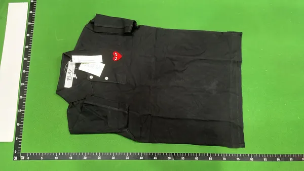 Cotton Polo Shirt With Red Heart Chest Patch — warehouse QC photo 2