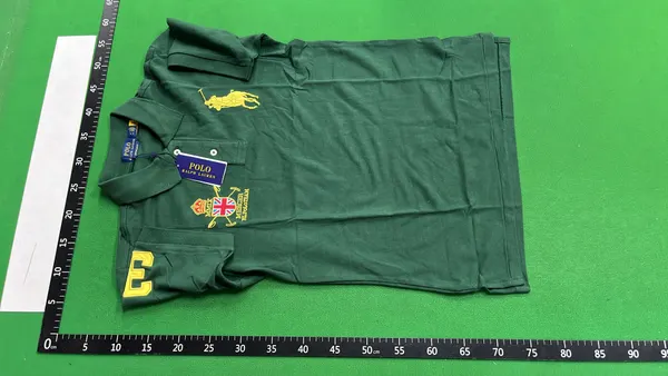 Navy Pique Polo Shirt With Crest Embroidery — warehouse QC photo 2