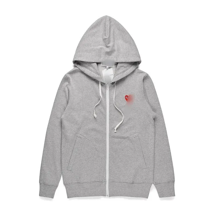 Black Zip-Up Hoodie With Red Heart Patch (Beige) — merchant catalogue photo