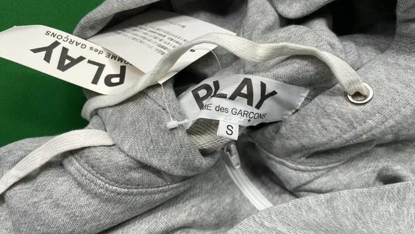 Black Zip-Up Hoodie With Red Heart Patch (Beige) — warehouse QC photo 1