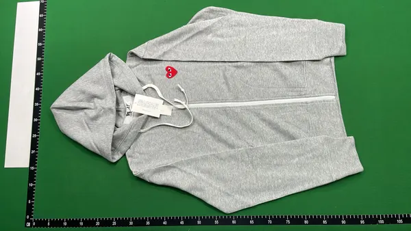 Black Zip-Up Hoodie With Red Heart Patch (Beige) — warehouse QC photo 2