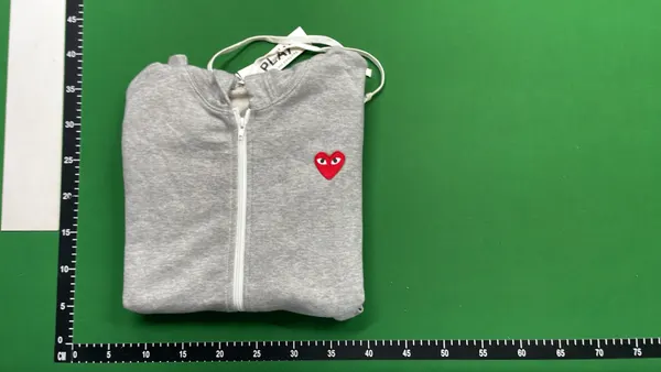 Black Zip-Up Hoodie With Red Heart Patch (Beige) — warehouse QC photo 4