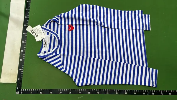 Black Striped Long Sleeve Top With Heart Patch — warehouse QC photo 2