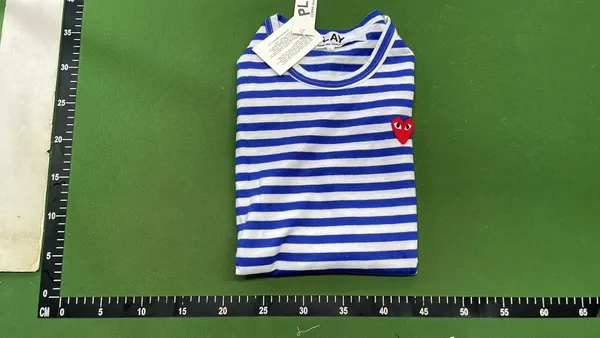 Black Striped Long Sleeve Top With Heart Patch — warehouse QC photo 4