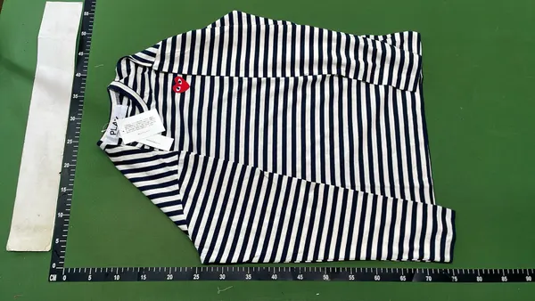 Black Striped Long Sleeve Top With Heart Patch — warehouse QC photo 6