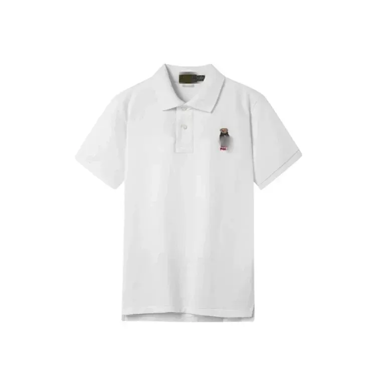 White Pique Knit Polo Shirt With Chest Embroidery (Black) — merchant catalogue photo