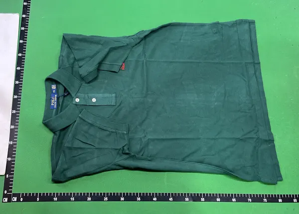 White Pique Knit Polo Shirt With Chest Embroidery (Black) — warehouse QC photo 6