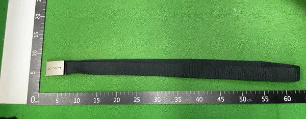 Black Canvas Web Belt With Plaque Buckle — warehouse QC photo 1