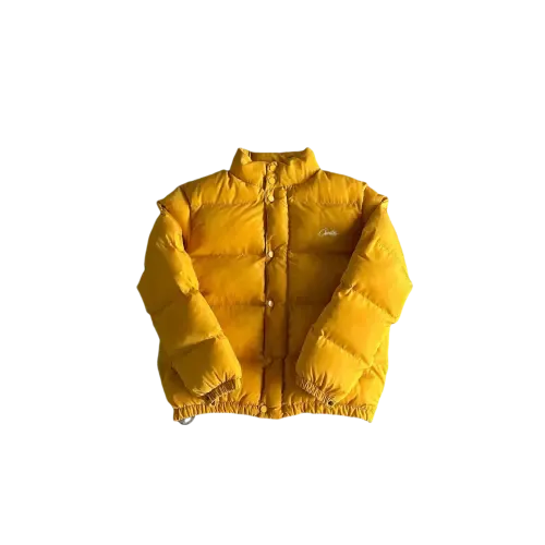 Yellow Quilted Puffer Jacket With Stand Collar — merchant catalogue photo