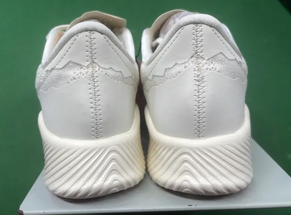 White Knit Racing Shoe With Thick Foam Midsole — warehouse QC photo 3