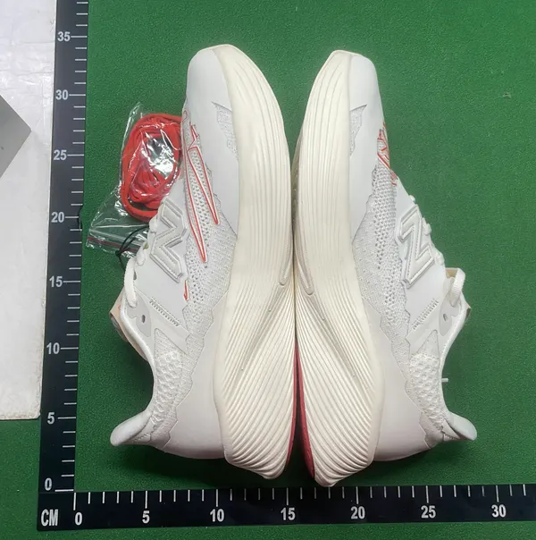 White Knit Racing Shoe With Thick Foam Midsole — warehouse QC photo 5