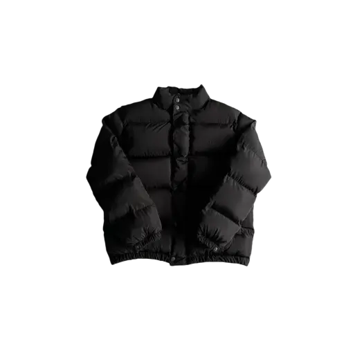 Yellow Quilted Puffer Jacket With Stand Collar (Black) — merchant catalogue photo