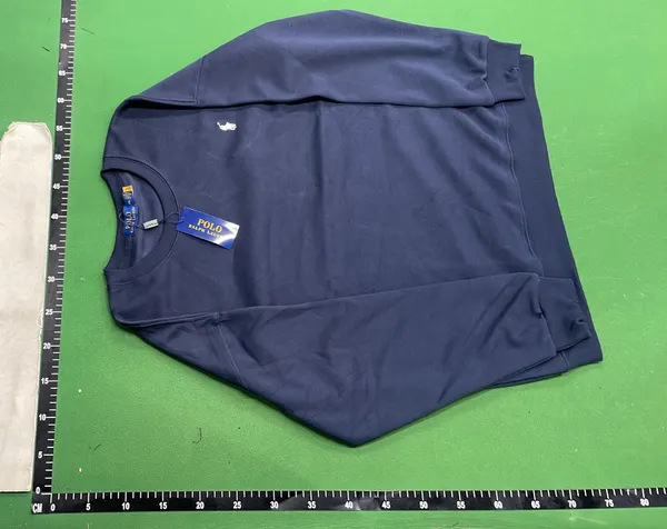 Black Crewneck Sweatshirt With Embroidered Chest Motif — warehouse QC photo 2