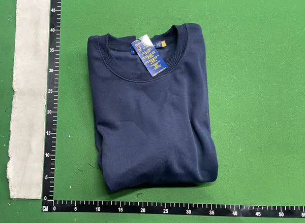 Black Crewneck Sweatshirt With Embroidered Chest Motif — warehouse QC photo 4