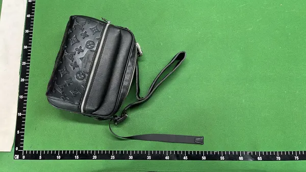 Black Patterned Crossbody Messenger Bag — warehouse QC photo 6