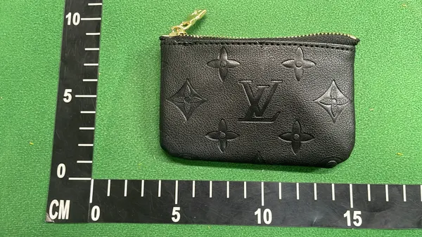 Brown Monogram Zip Key Pouch With Chain — warehouse QC photo 1