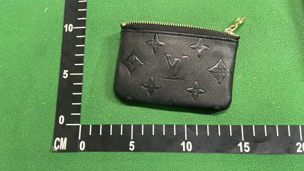 Brown Monogram Zip Key Pouch With Chain — warehouse QC photo 2