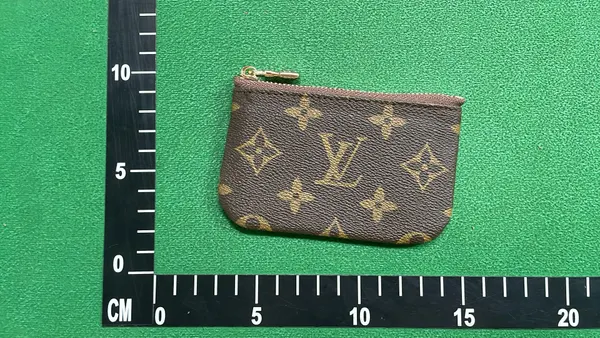 Brown Monogram Zip Key Pouch With Chain — warehouse QC photo 4