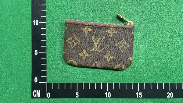 Brown Monogram Zip Key Pouch With Chain — warehouse QC photo 5
