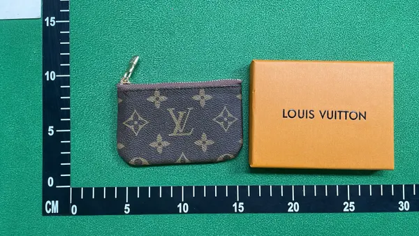 Brown Monogram Zip Key Pouch With Chain — warehouse QC photo 6