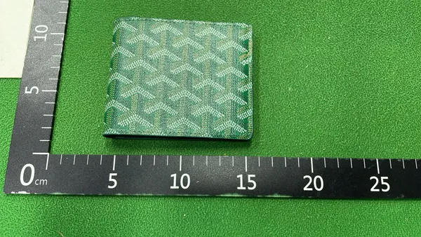 Green Chevron Print Bifold Wallet — warehouse QC photo 1