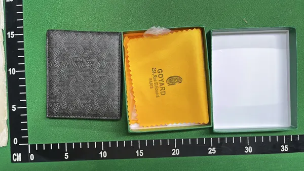Green Chevron Print Bifold Wallet — warehouse QC photo 6