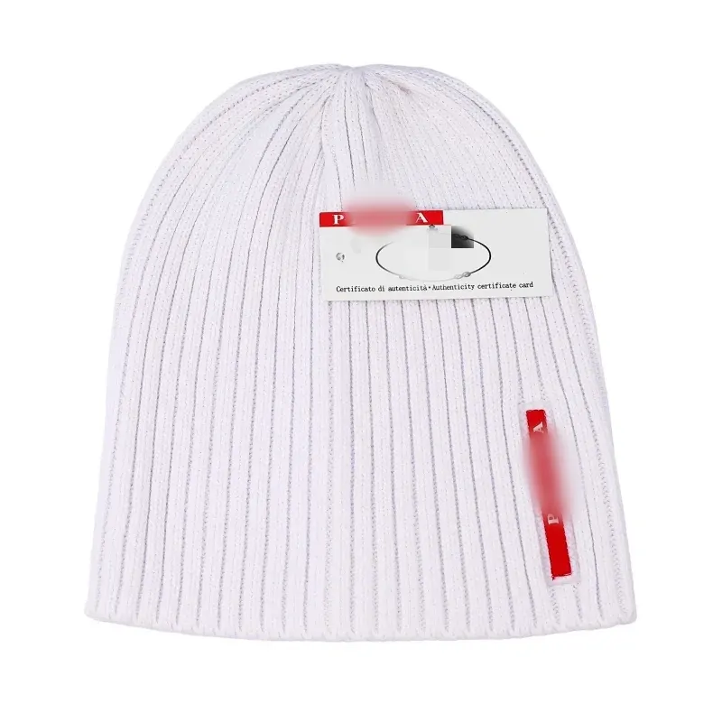 Black Ribbed Knit Beanie With Side Tab (White) — merchant catalogue photo
