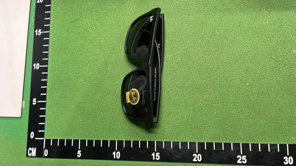 Black Square Frame Sunglasses With Dark Lenses — warehouse QC photo 2