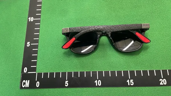 Black Square Frame Sunglasses With Dark Lenses (Black) — warehouse QC photo 5