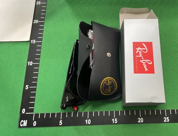 Black Square Frame Sunglasses With Dark Lenses (Black) — warehouse QC photo 6