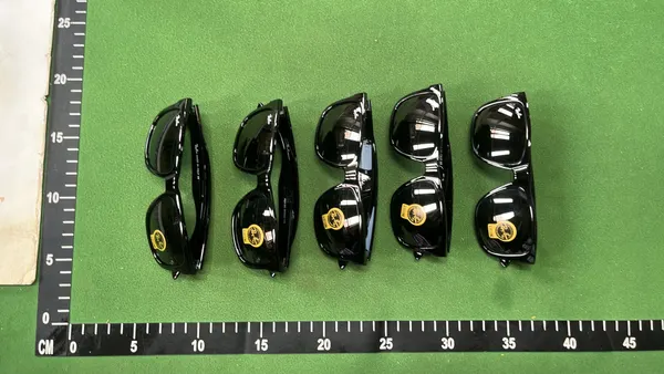 Black Square Frame Sunglasses With Dark Lenses (#2) — warehouse QC photo 3