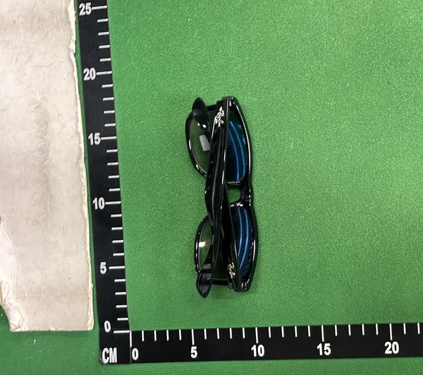 Black Square Frame Sunglasses With Dark Lenses (#2) — warehouse QC photo 5