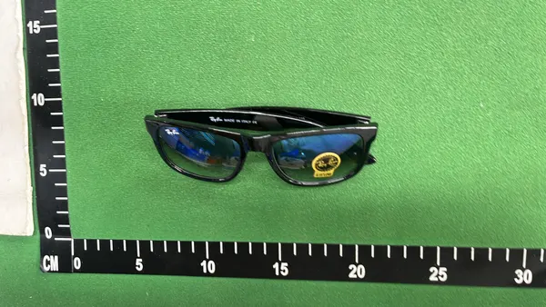 Black Square Frame Sunglasses With Dark Lenses (#2) — warehouse QC photo 6