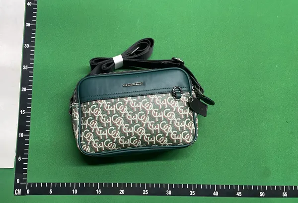Black Monogram Crossbody Bag With Webbing Strap — warehouse QC photo 1
