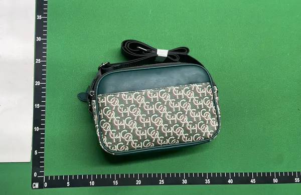 Black Monogram Crossbody Bag With Webbing Strap — warehouse QC photo 2