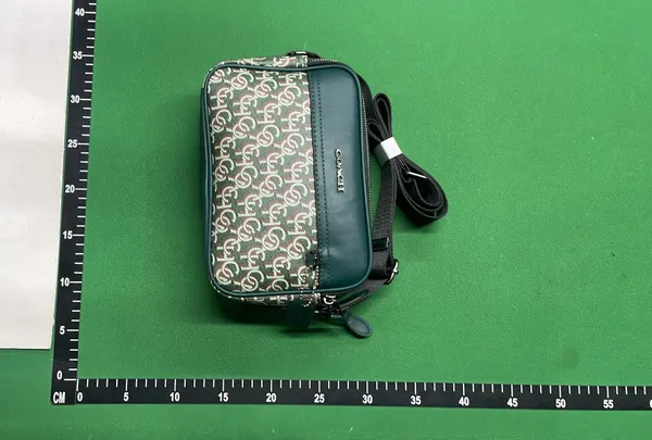 Black Monogram Crossbody Bag With Webbing Strap — warehouse QC photo 3