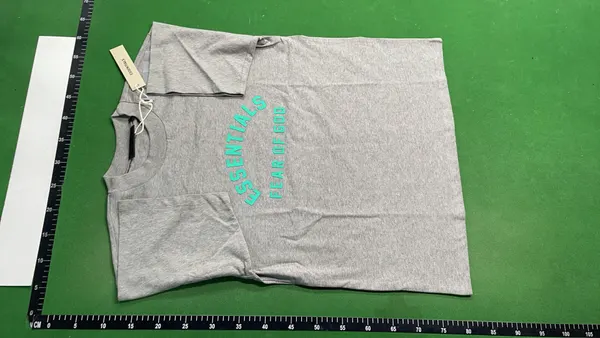 Grey Arched Lettering Print T-Shirt — warehouse QC photo 2