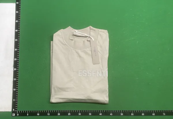 Relaxed Fit Cotton Tee With Tonal Chest Lettering — warehouse QC photo 4