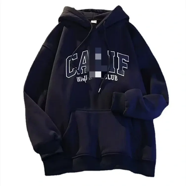 Navy Oversized Hoodie With Collegiate Print — merchant catalogue photo
