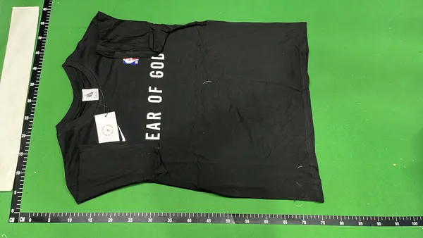Black Mesh Drawstring Shorts With Woven Label — warehouse QC photo 6