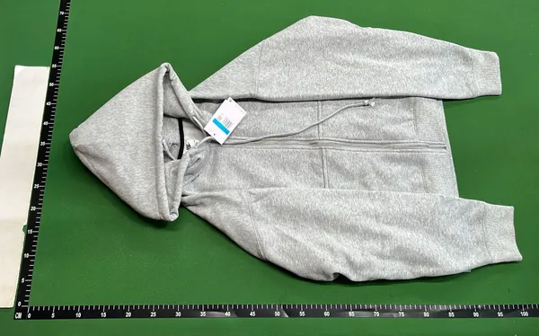 Grey Marl Full-Zip Hoodie With Drawstring Hood (Grey) — warehouse QC photo 6