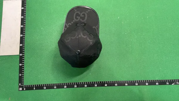 Black Monogram Jacquard Baseball Cap — warehouse QC photo 2